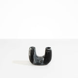 Dinosaur Designs Mini Branch Vase in Black Marble —  marbled black and white resin decorative vase with chunky U-shaped arch form and twin openings