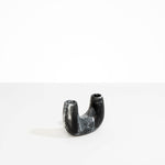 Dinosaur Designs Mini Branch Vase in Black Marble —  marbled black and white resin decorative vase with chunky U-shaped arch form and twin openings