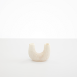 Dinosaur Designs Mini Branch Vase in Chalk Swirl —  marbled cream resin decorative vase with chunky U-shaped arch form and twin openings