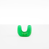 Dinosaur Designs Mini Branch Vase in Leaf — marbled green resin decorative vase with chunky U-shaped arch form and twin openings