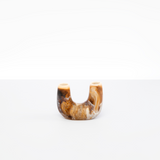 Dinosaur Designs Mini Branch Vase in Light Horn —  marbled brown and cream resin decorative vase with chunky U-shaped arch form and twin openings