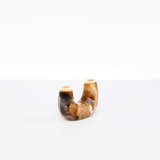 Dinosaur Designs Mini Branch Vase in Light Horn —  marbled brown and cream resin decorative vase with chunky U-shaped arch form and twin openings