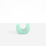 Dinosaur Designs Mini Branch Vase in Mint —  marbled green blue resin decorative vase with chunky U-shaped arch form and twin openings