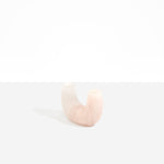 Dinosaur Designs Mini Branch Vase in Rose Swirl — marbled dusty pink resin decorative vase with chunky U-shaped arch form and twin openings