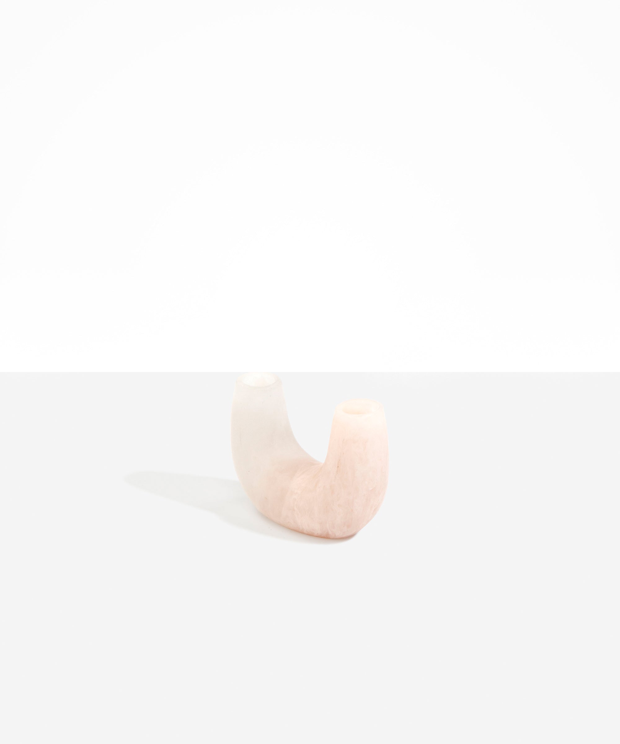 Dinosaur Designs Mini Branch Vase in Rose Swirl — marbled dusty pink resin decorative vase with chunky U-shaped arch form and twin openings