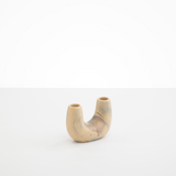 Dinosaur Designs Mini Branch Vase in Sandy Pearl —  marbled beige, grey and pearlescent resin decorative vase with chunky U-shaped arch form and twin openings