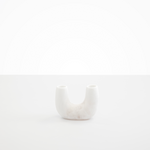 Dinosaur Designs Mini Branch Vase in Snow Swirl —  marbled white resin decorative vase with chunky U-shaped arch form and twin openings