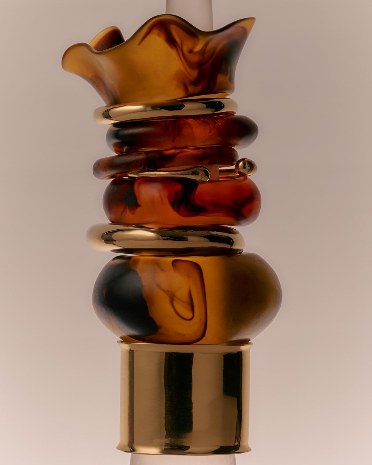 Variety of brass and brown bangles