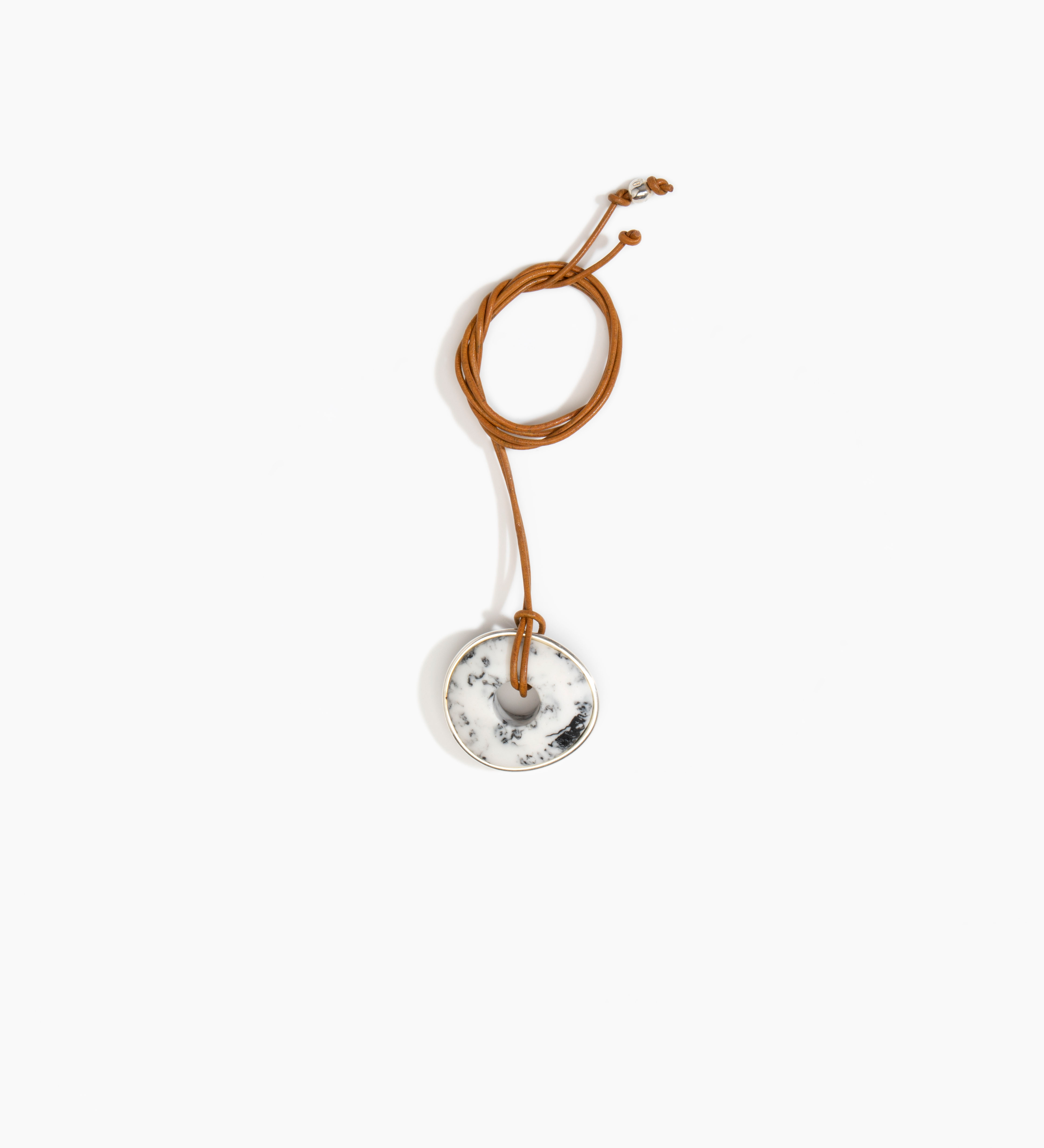 Dinosaur Designs Drift Pendant Necklaces in White Marble Colour resin with Silver-Plated Brass Material