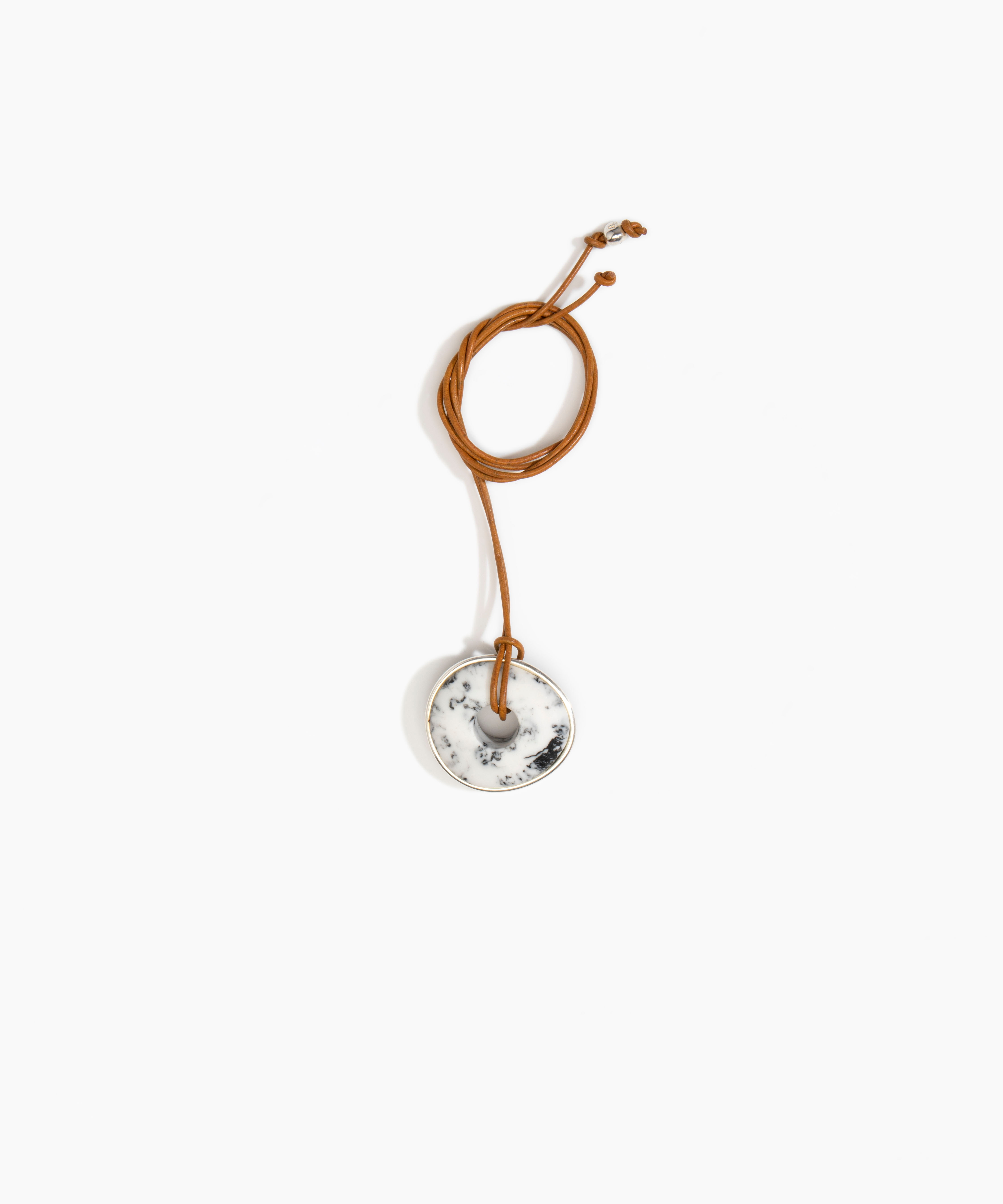 Dinosaur Designs Drift Pendant Necklaces in White Marble Colour resin with Silver-Plated Brass Material