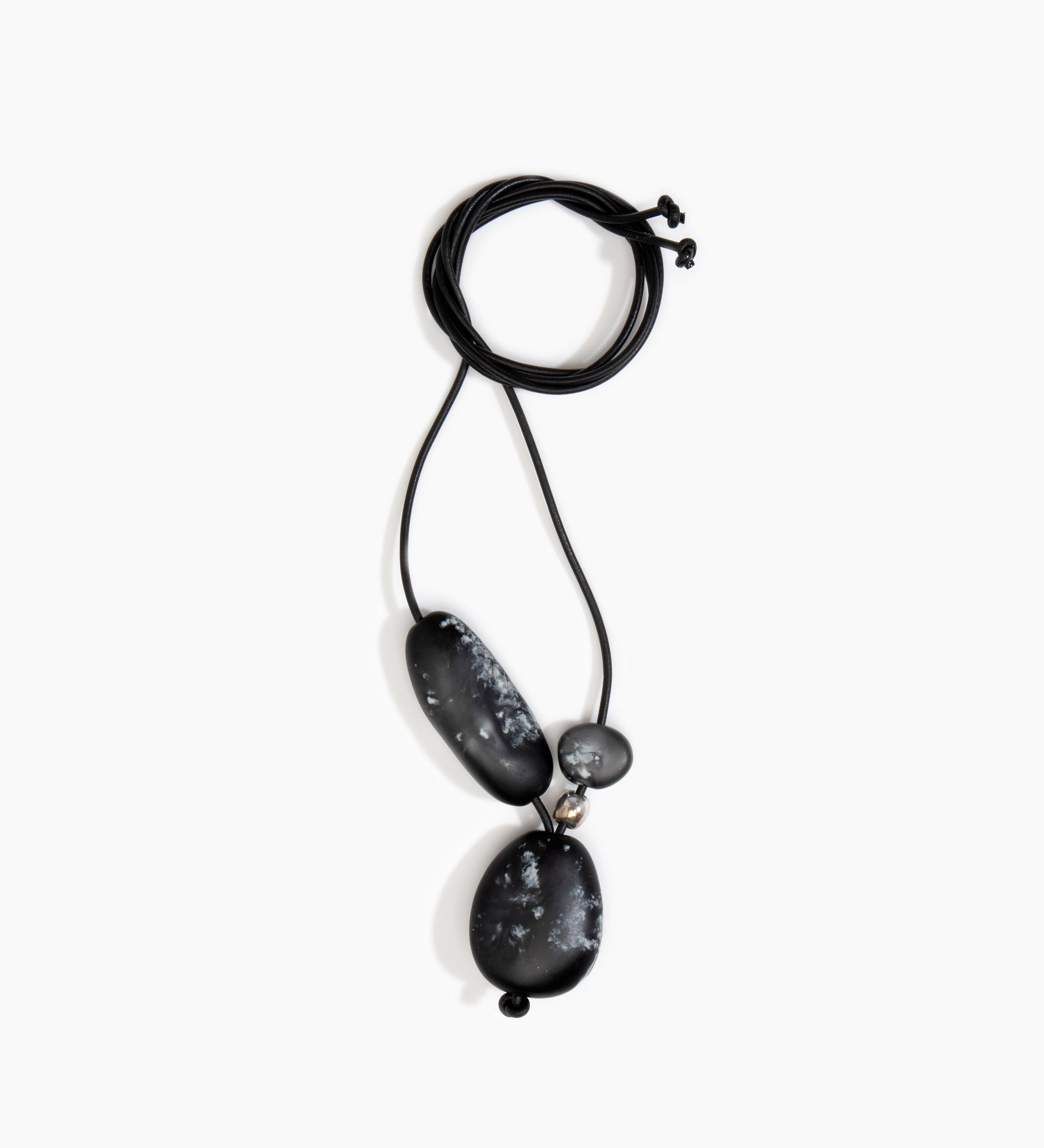Dinosaur Designs Rock Cluster Pendant Necklaces in Black Marble Colour resin with Nano-Coated Brass Bead Material