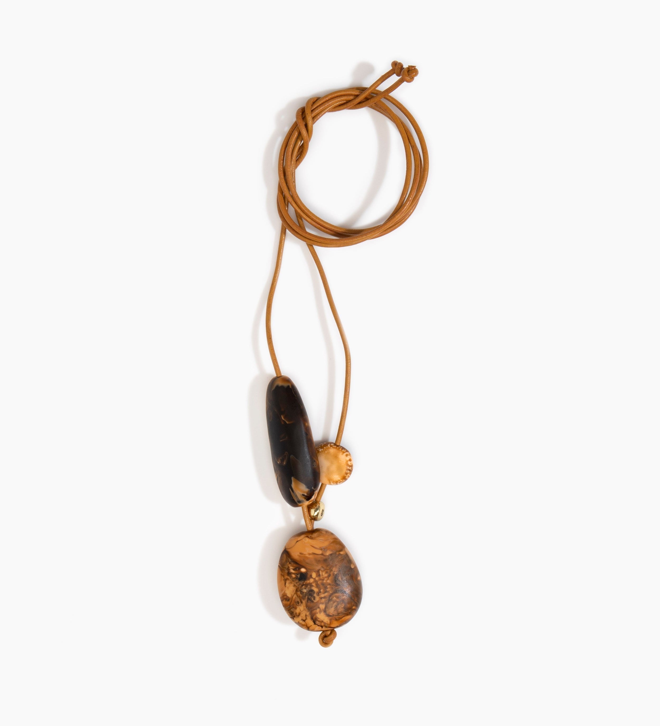 Dinosaur Designs Rock Cluster Pendant Necklaces in Dark Horn Colour resin with Nano-Coated Brass Bead Material