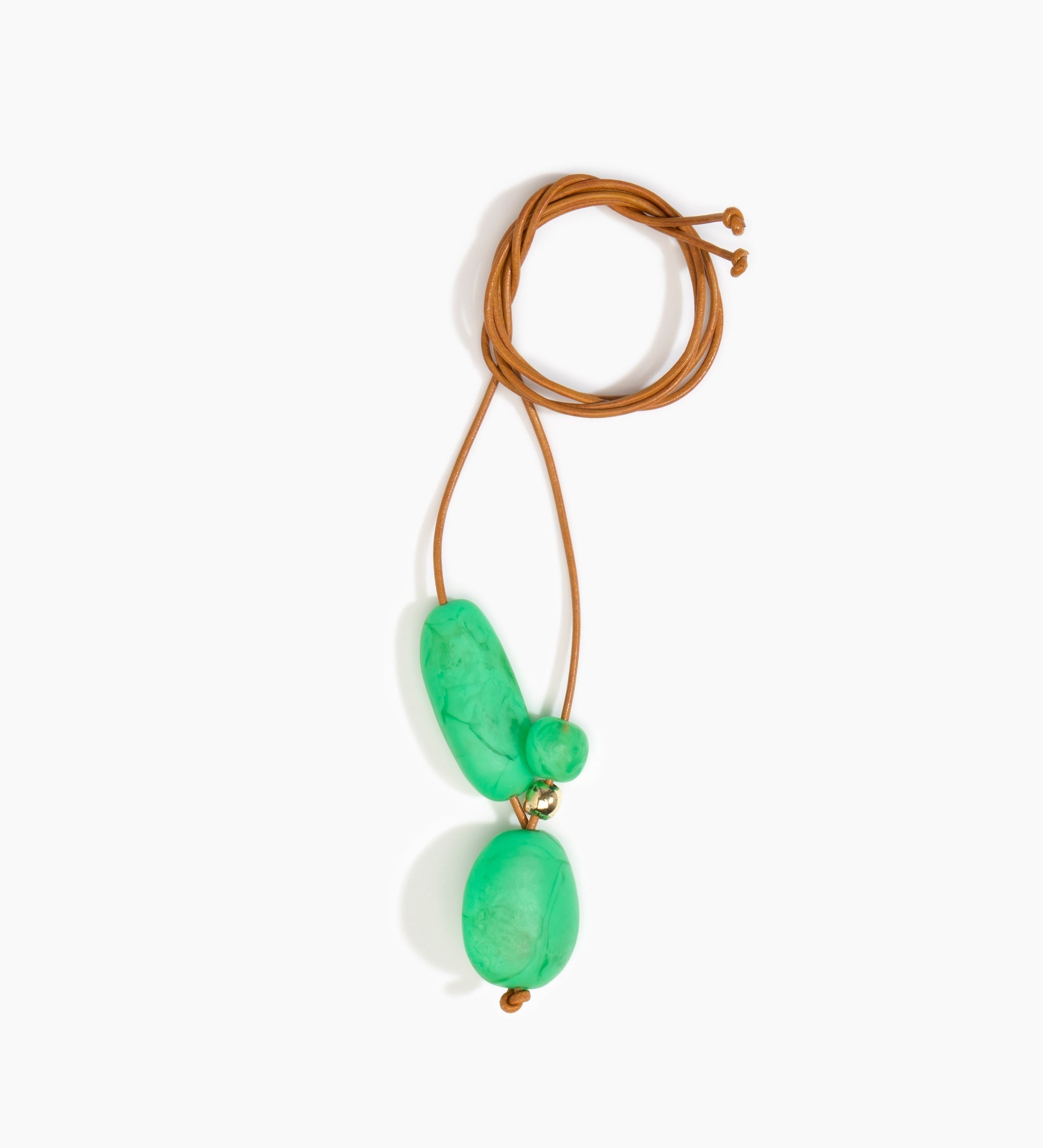 Dinosaur Designs Rock Cluster Pendant Necklaces in Leaf Colour resin with Nano-Coated Brass Bead Material