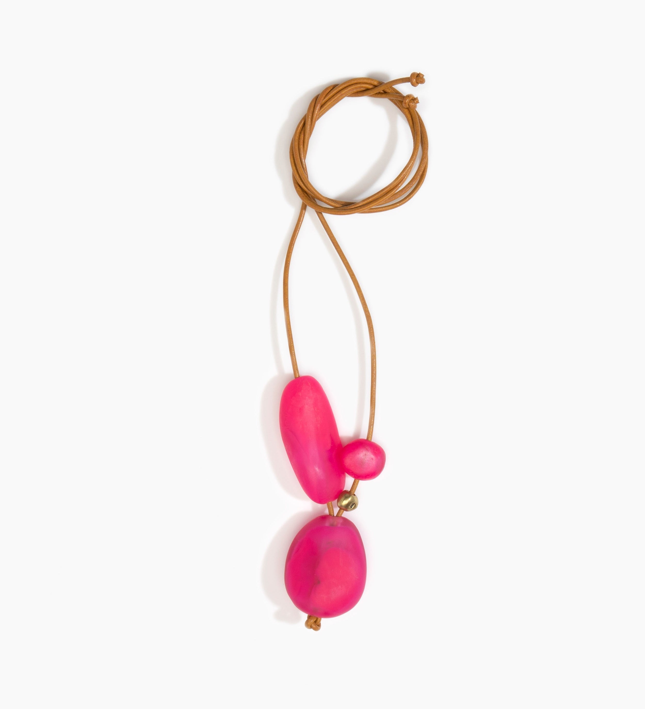 Dinosaur Designs Rock Cluster Pendant Necklaces in Flamingo Colour resin with Nano-Coated Brass Bead Material