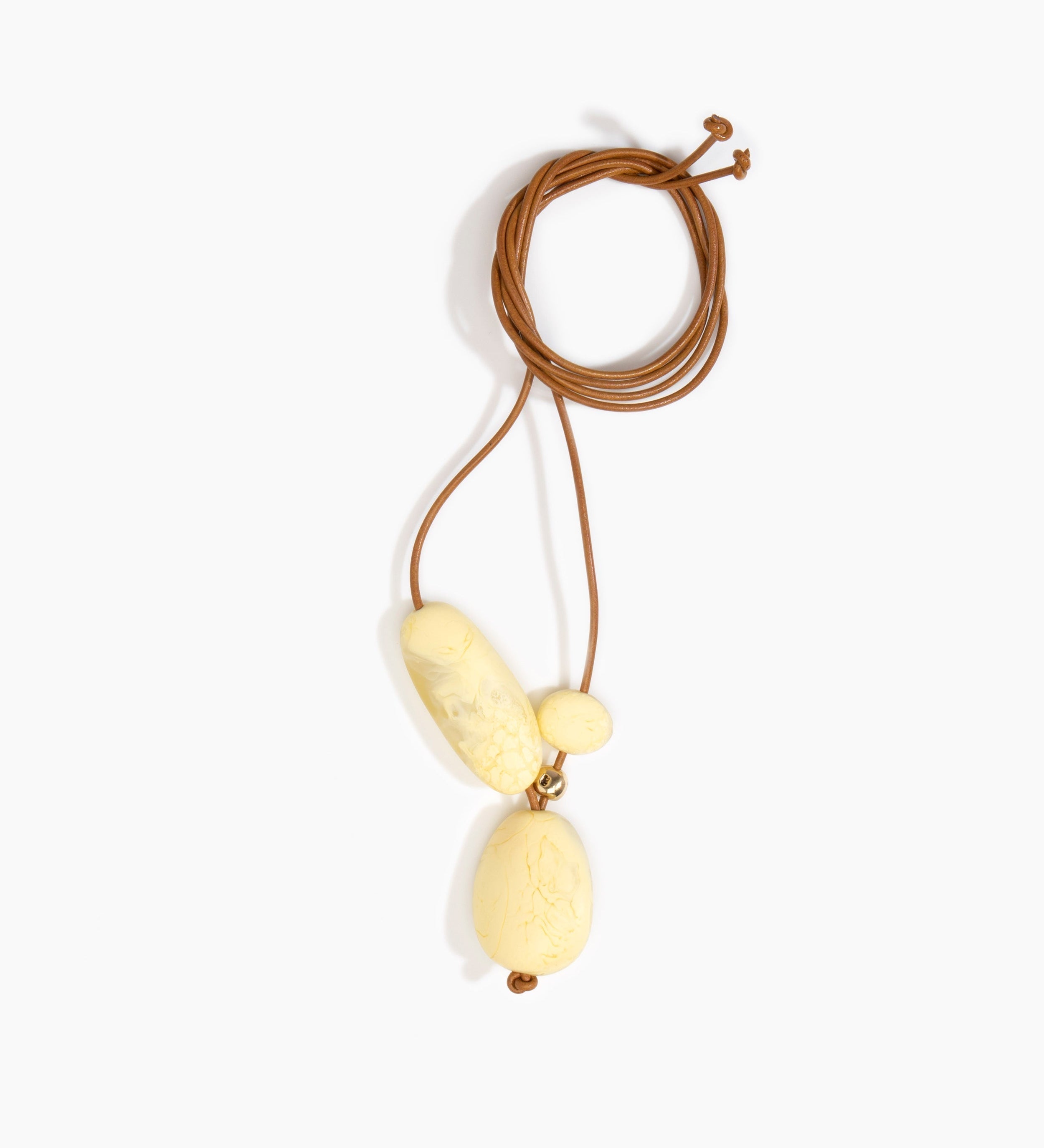 Dinosaur Designs Rock Cluster Pendant Necklaces in Lemon Colour resin with Nano-Coated Brass Bead Material