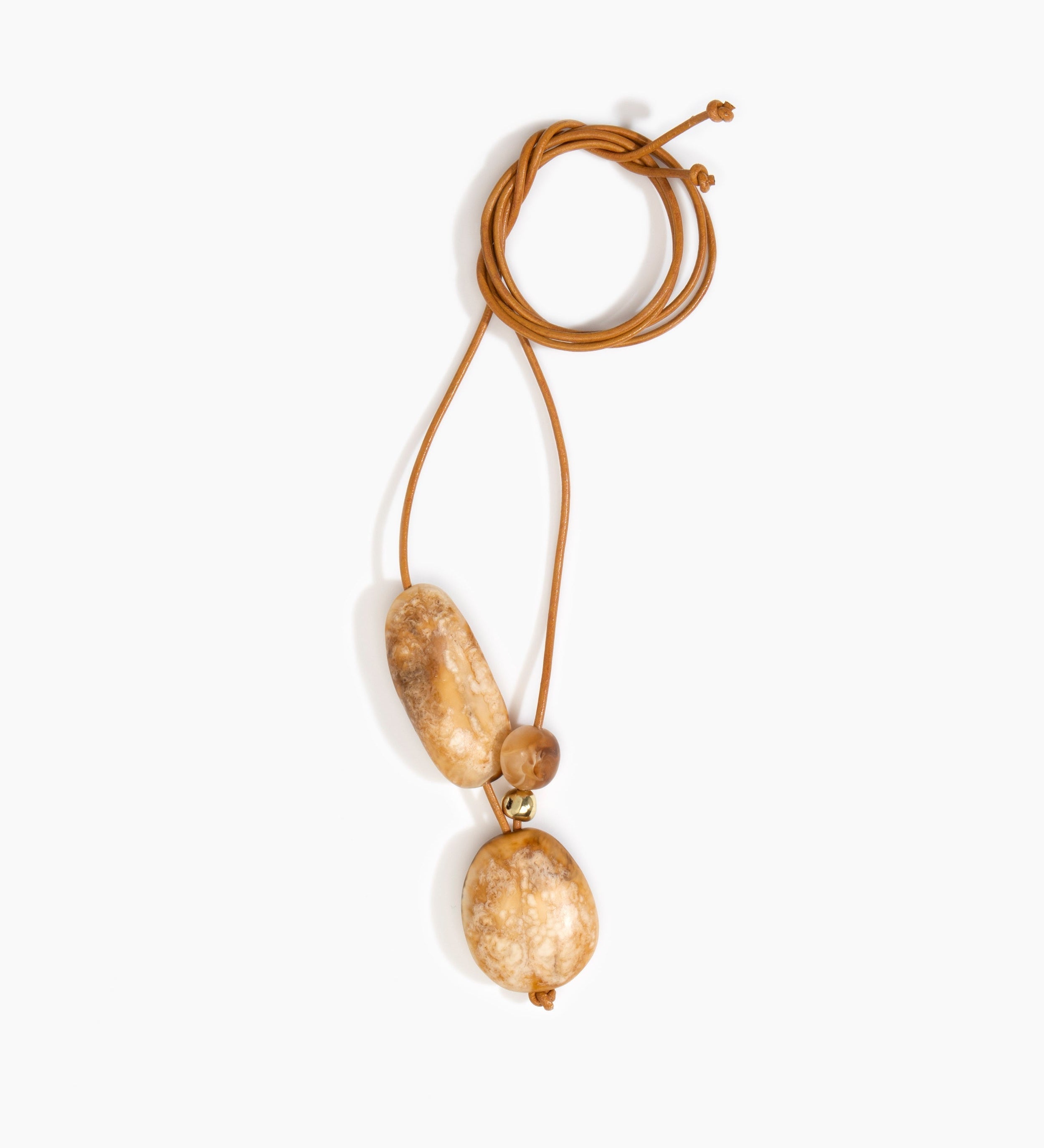 Dinosaur Designs Rock Cluster Pendant Necklaces in Light Horn Colour resin with Nano-Coated Brass Bead Material