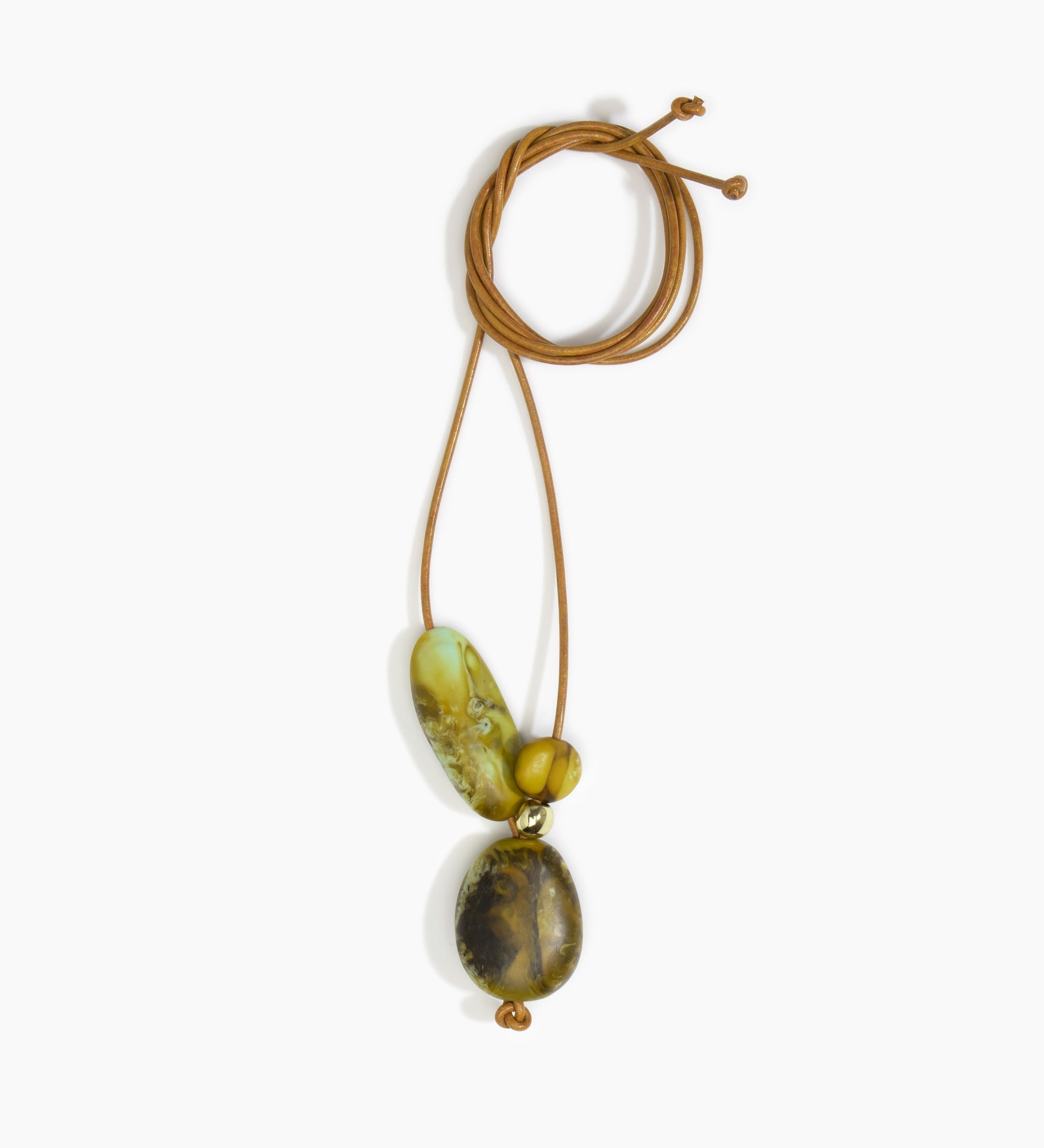 Dinosaur Designs Rock Cluster Pendant Necklaces in Malachite Colour resin with Nano-Coated Brass Bead Material