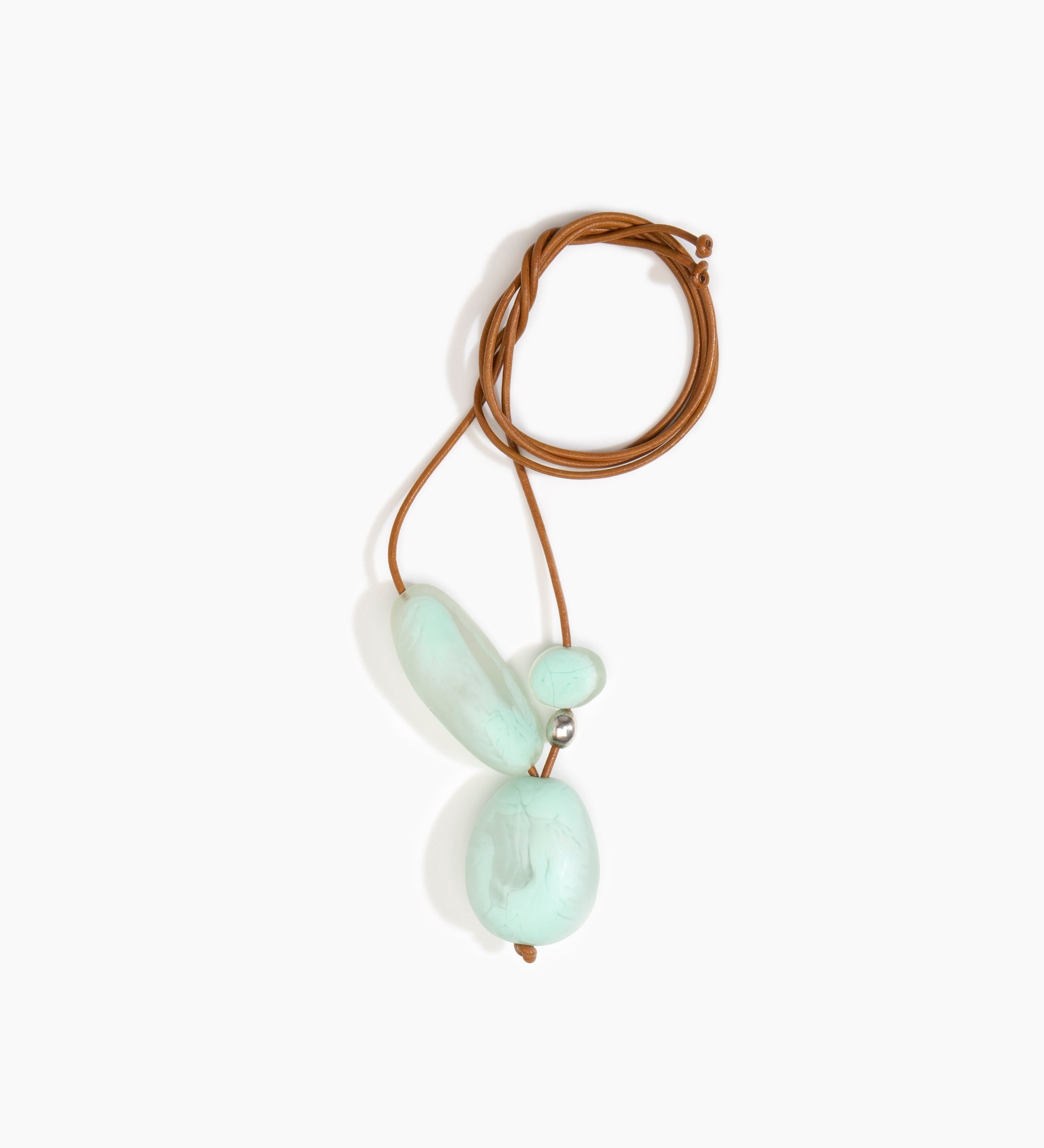 Dinosaur Designs Rock Cluster Pendant Necklaces in Mint Colour resin with Nano-Coated Brass Bead Material