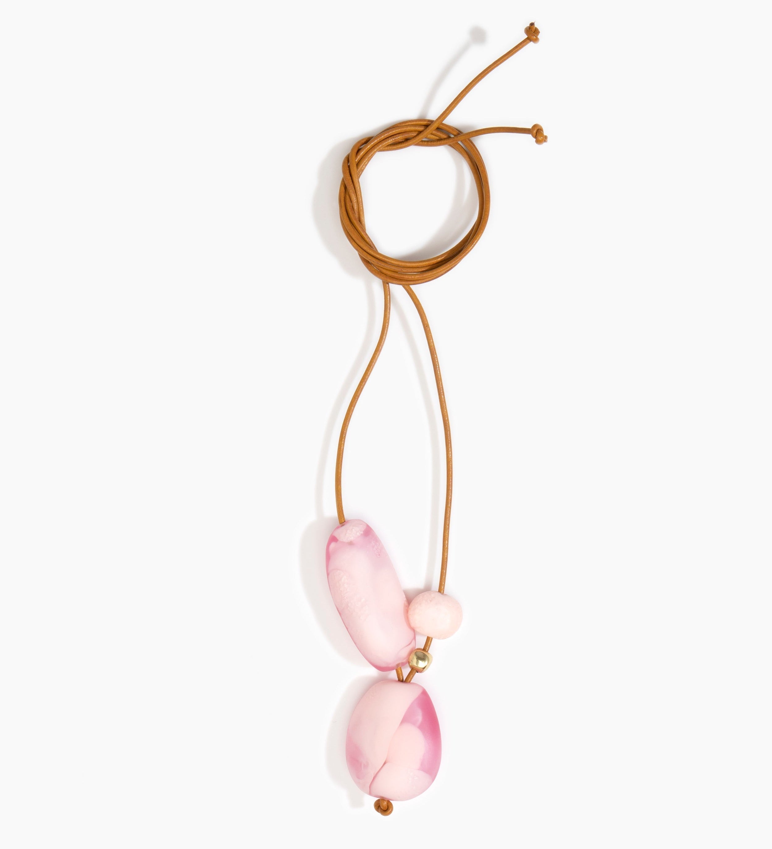 Dinosaur Designs Rock Cluster Pendant Necklaces in Shell Pink Colour resin with Nano-Coated Brass Bead Material