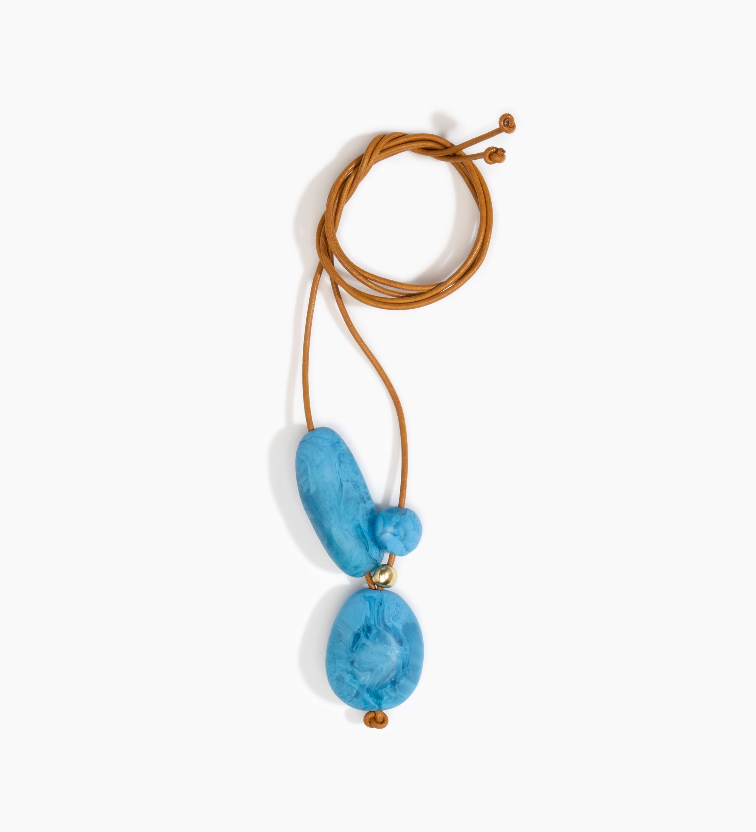 Dinosaur Designs Rock Cluster Pendant Necklaces in Sky Colour resin with Nano-Coated Brass Bead Material