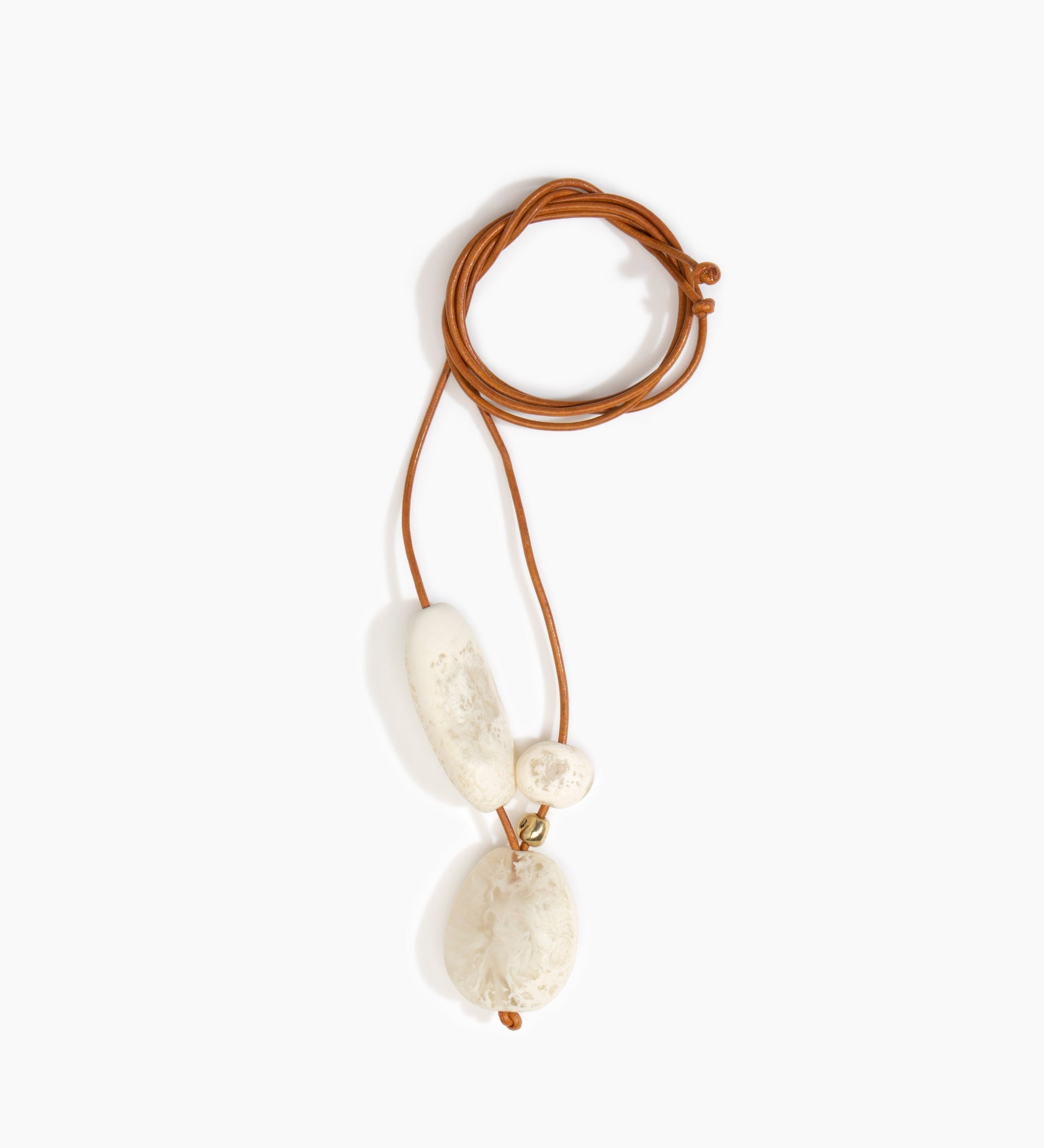 Dinosaur Designs Rock Cluster Pendant Necklaces in Chalk Swirl Colour resin with Nano-Coated Brass Bead Material