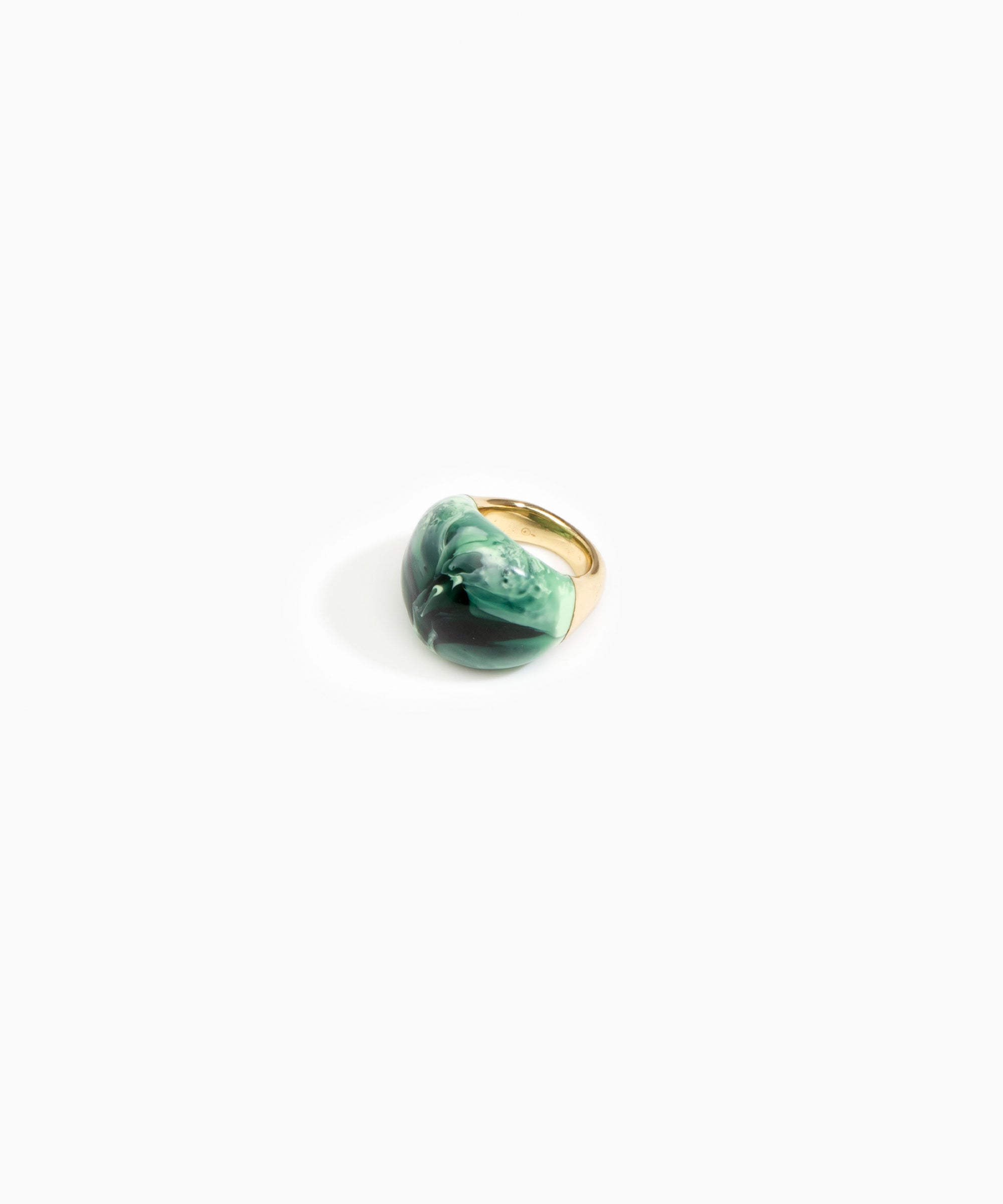 Dinosaur Designs Large Horn Ring in Moss Colour resin with Nano-Coated Brass Material