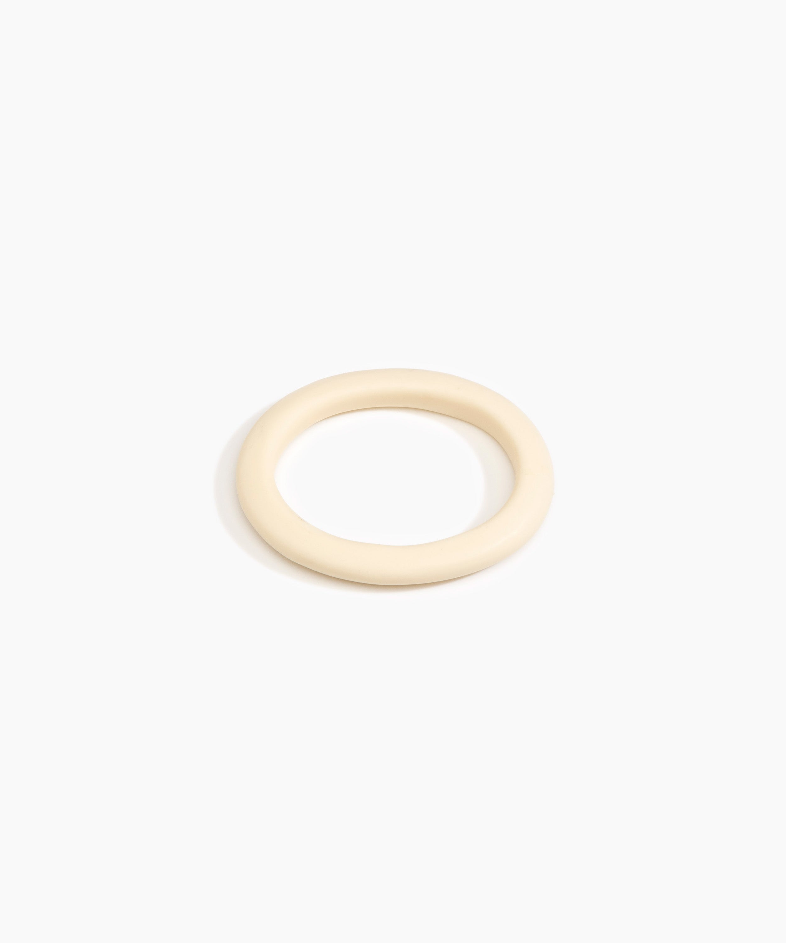 Dinosaur Designs Small Organic Oval Bangle Bracelets in Cream Colour resin with Wide Fit