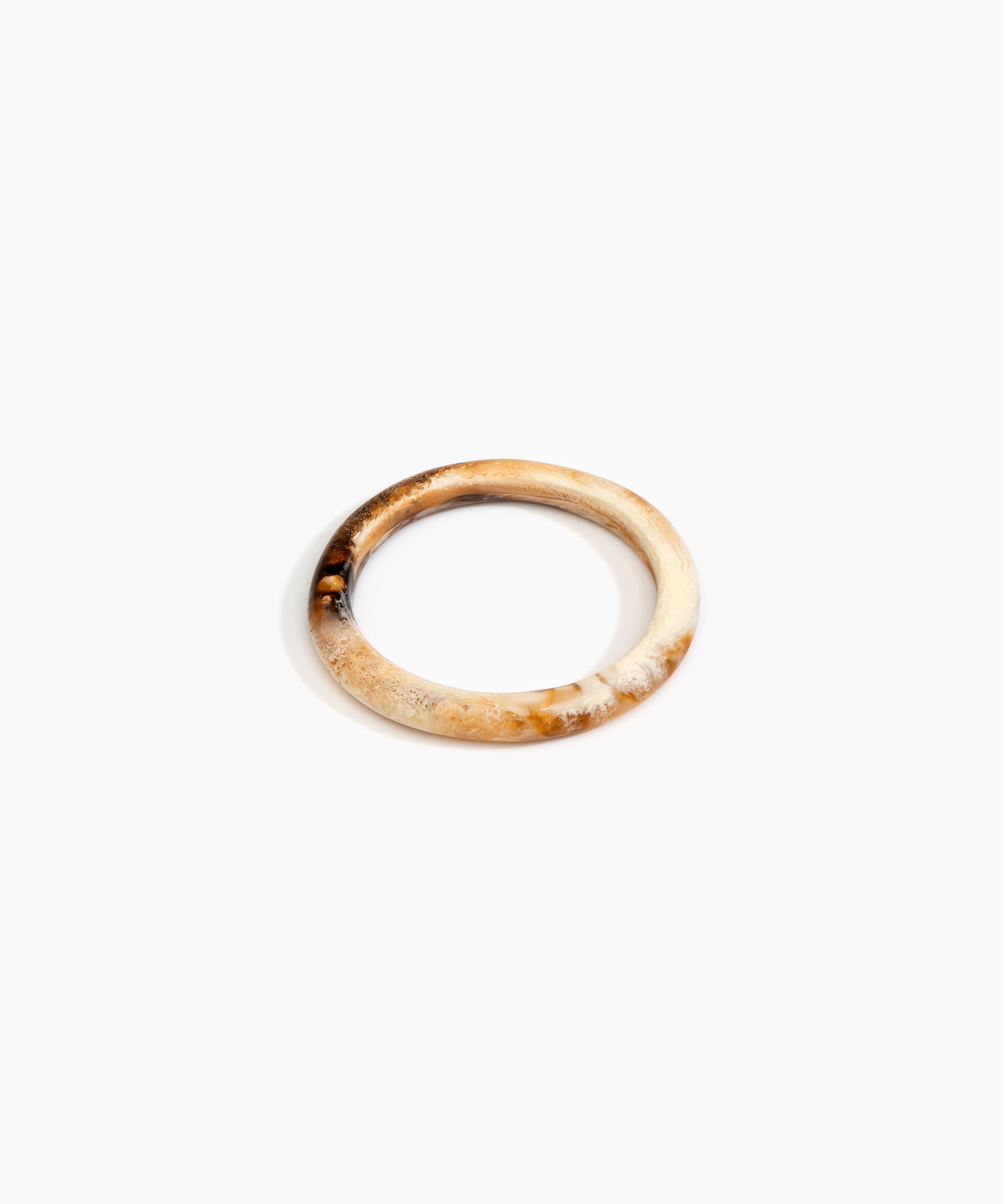 Dinosaur Designs Small Organic Oval Bangle Bracelets in Light Horn Colour resin with Wide Fit