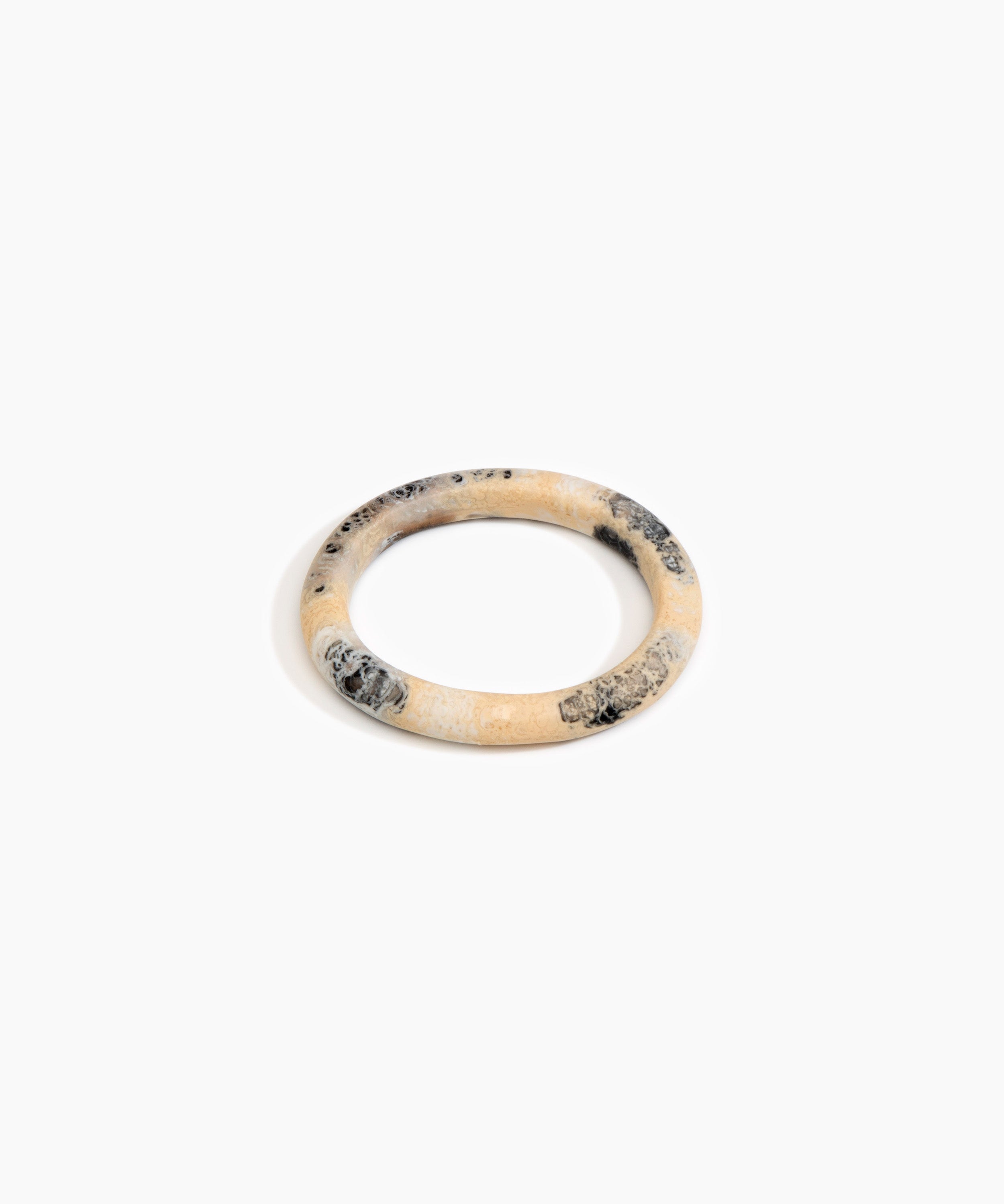 Dinosaur Designs Small Organic Oval Bangle Bracelets in Sandy Pearl Colour resin with Wide Fit