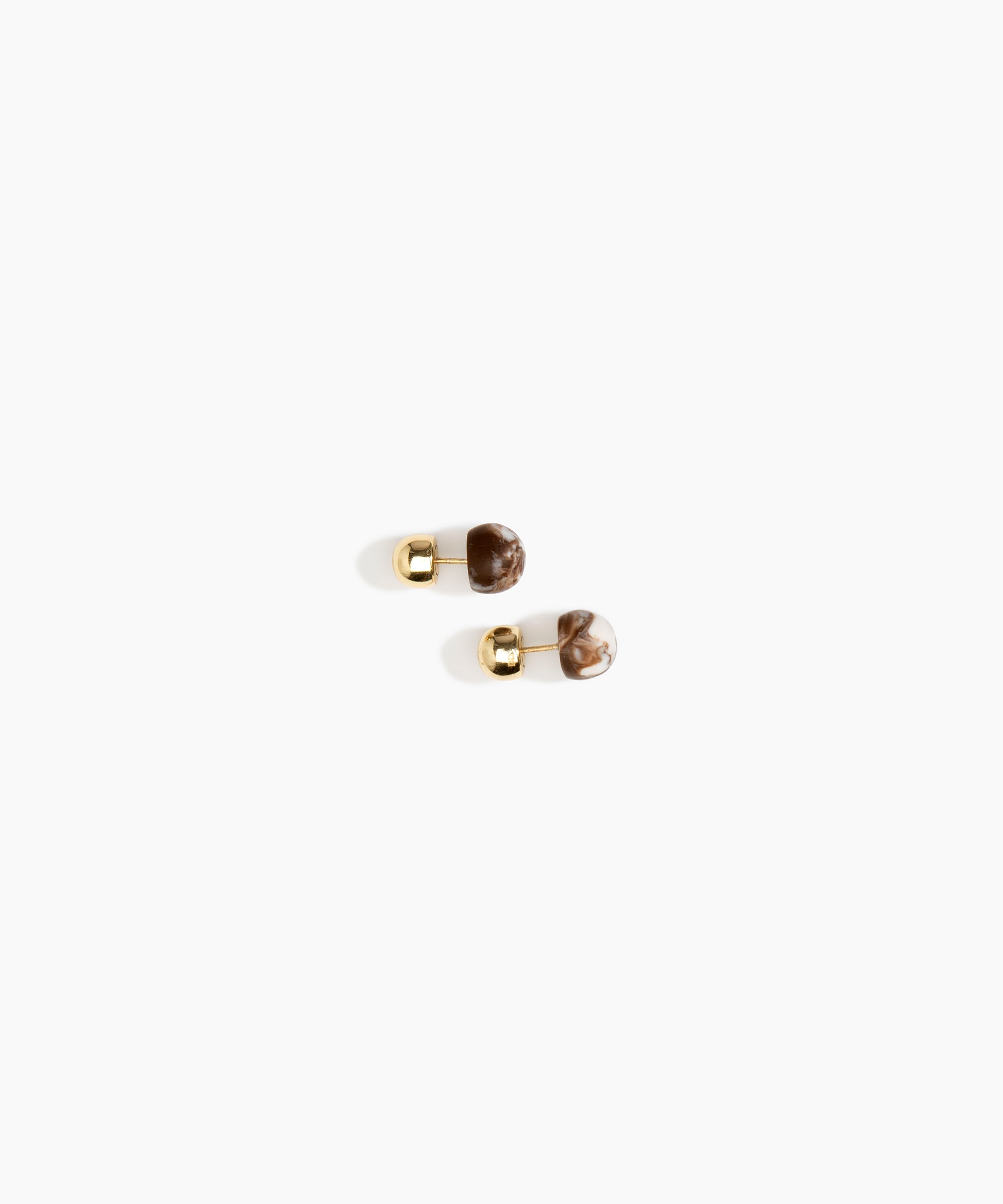 Dinosaur Designs Small Ball Stud Earrings in Cappuccino Colour resin with Nano-Coated Brass Material.