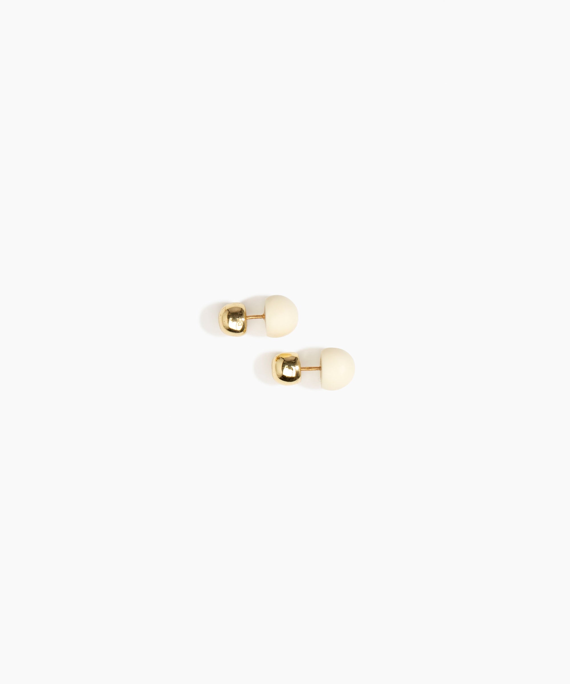 Dinosaur Designs Small Ball Stud Earrings in Cream Colour resin with Nano-Coated Brass Material.