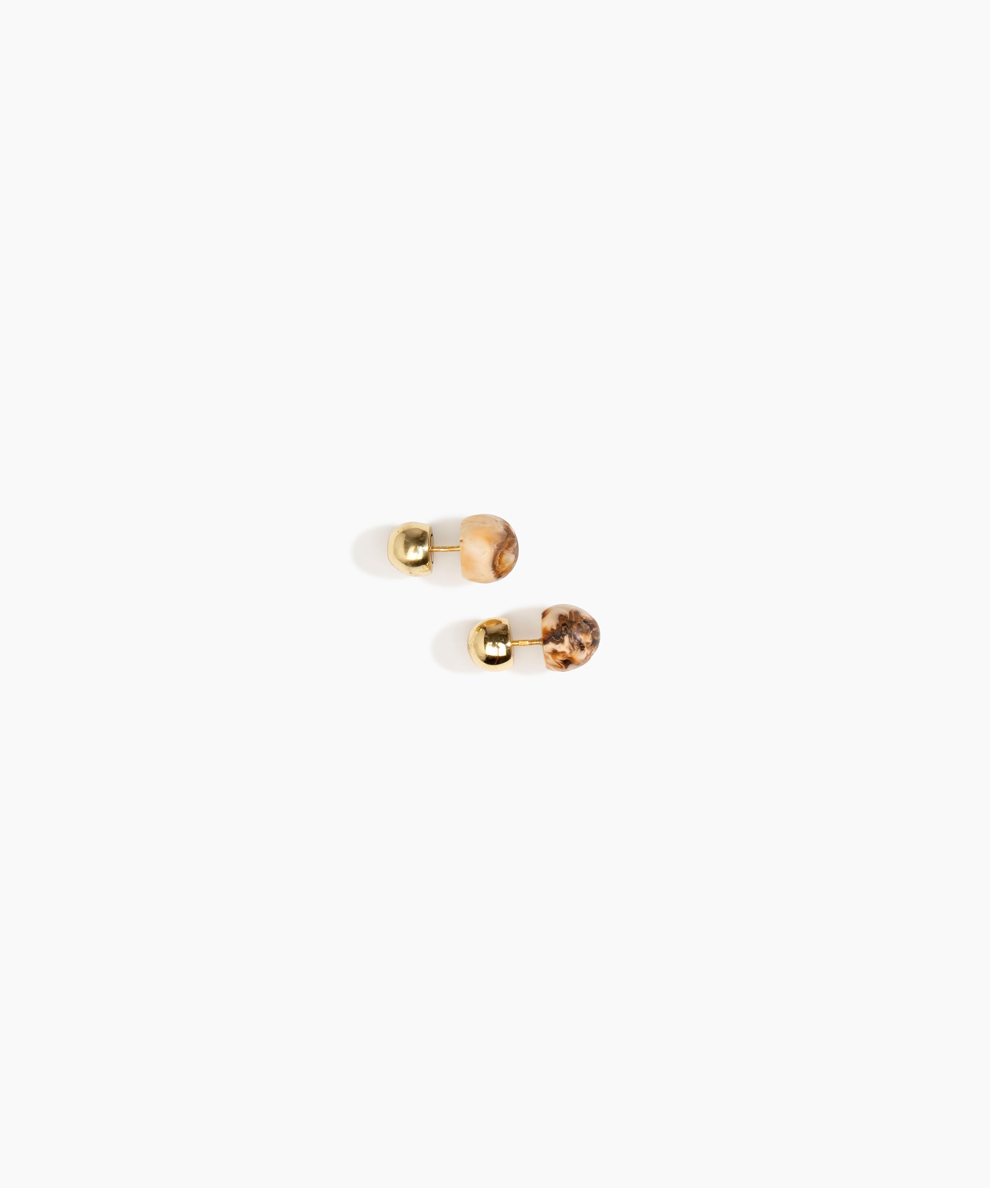 Dinosaur Designs Small Ball Stud Earrings in Light Horn Colour resin with Nano-Coated Brass Material..