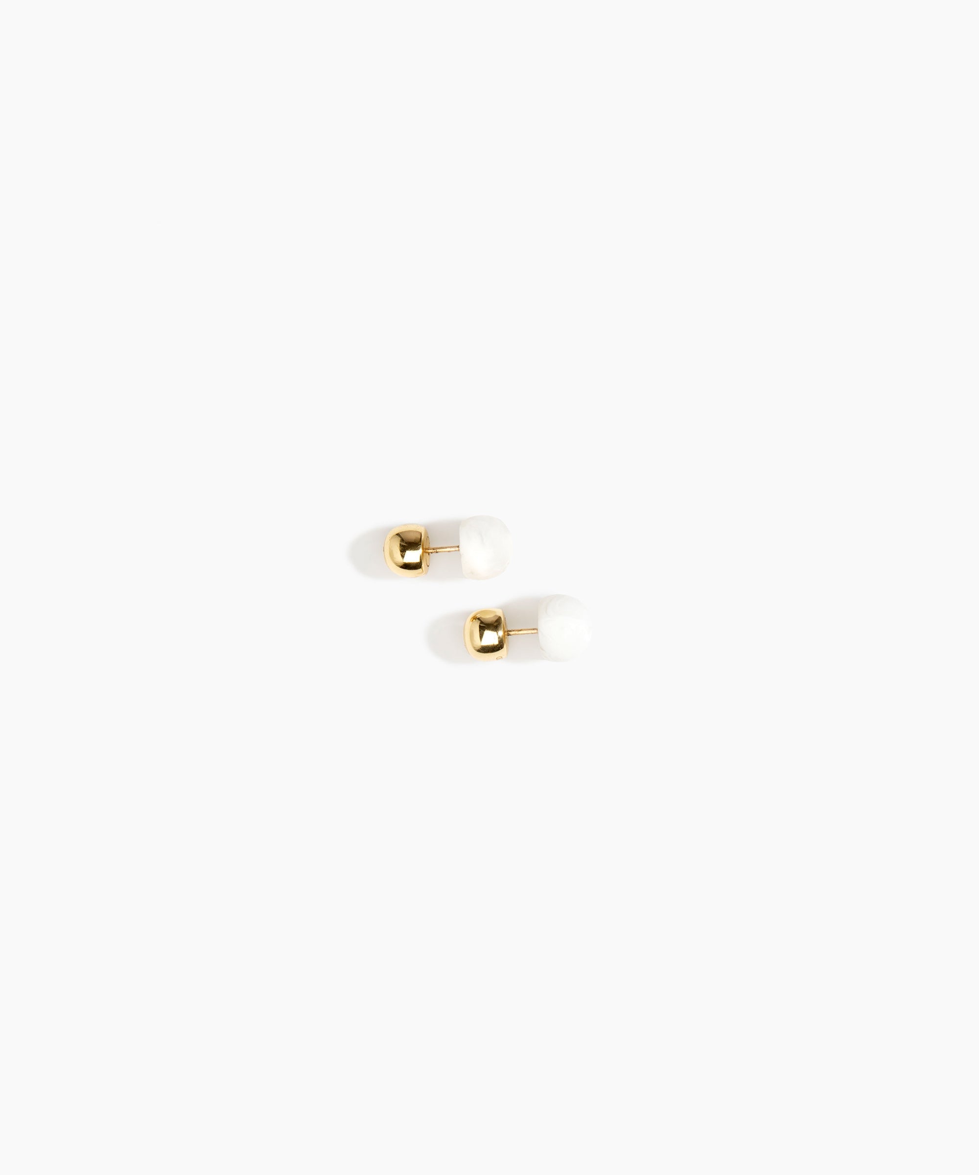 Dinosaur Designs Small Ball Stud Earrings in Snow Swirl Colour resin with Nano-Coated Brass Material.