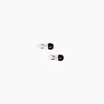 Dinosaur Designs Small Polished Ball Stud Earrings in Black Colour resin with Silver-Plated Brass Material.