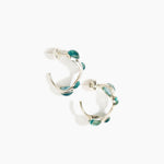 Dinosaur Designs Watercolour silver-plated brass hoop earrings with Water blue coloured glass beads.