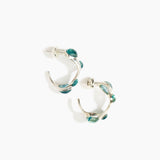 Dinosaur Designs Watercolour silver-plated brass hoop earrings with Water blue coloured glass beads.
