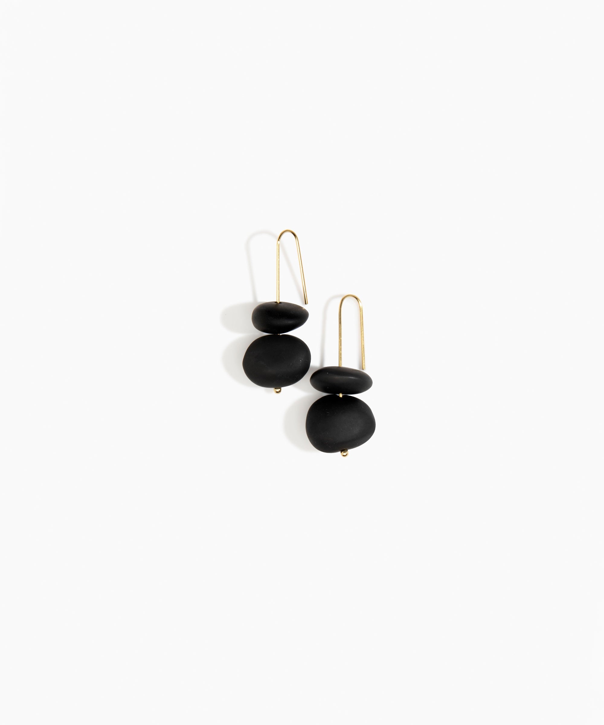 Dinosaur Designs Temple Earth Wire Earrings in Black Colour resin with Gold-Filled Material..