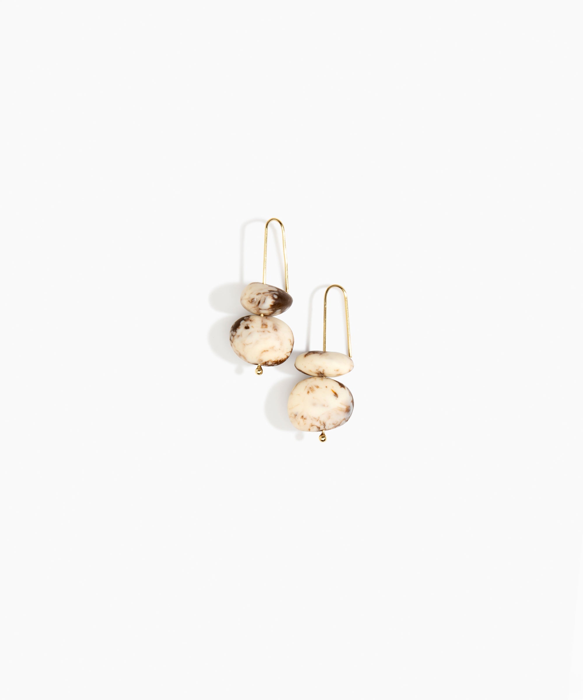 Dinosaur Designs Temple Earth Wire Earrings in Cappuccino Colour resin with Gold-Filled Material..