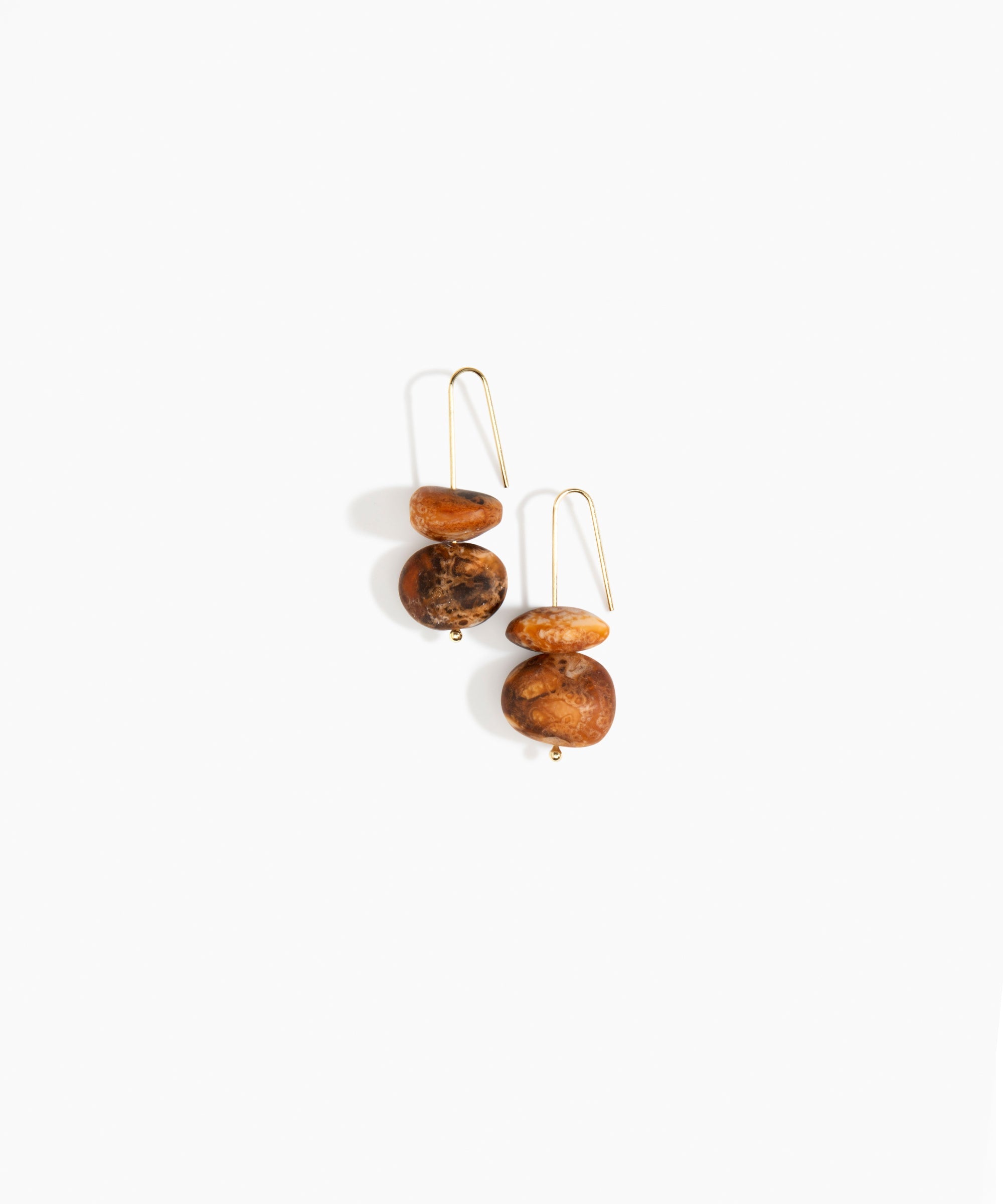 Dinosaur Designs Temple Earth Wire Earrings in Dark Horn Colour resin with Gold-Filled Material