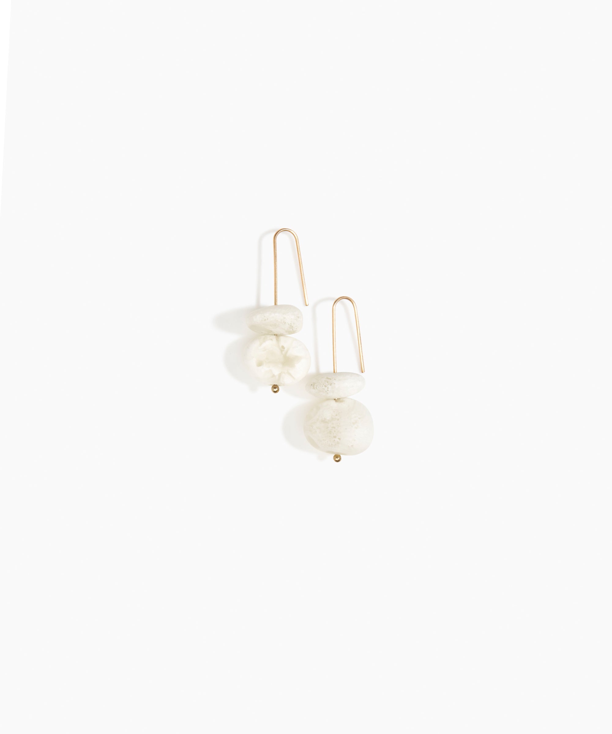 Dinosaur Designs Temple Earth Wire Earrings in Snow Swirl Colour resin with Gold-Filled Material..