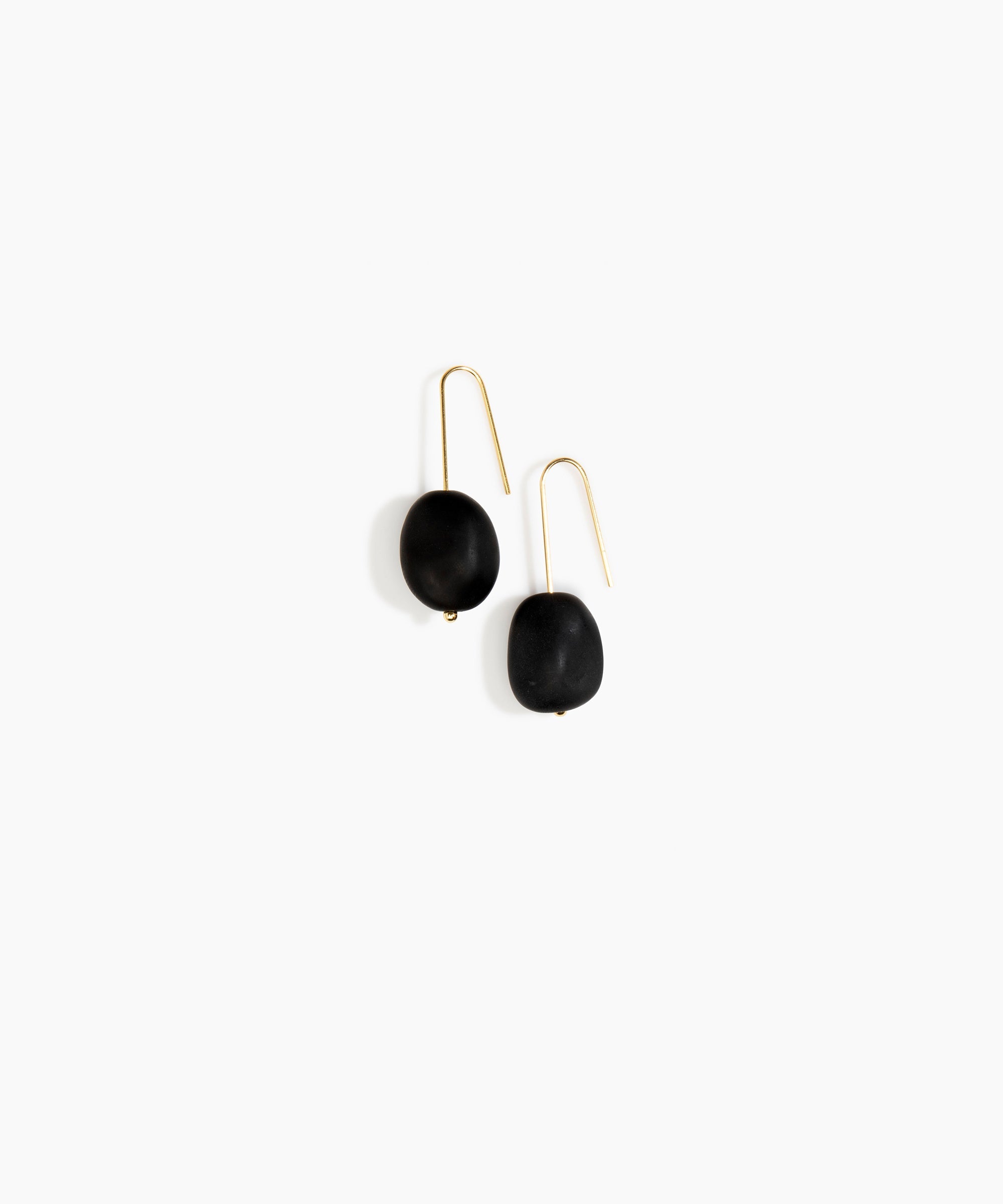 Dinosaur Designs Earth Wire Earrings in Black Colour resin with Gold-Filled Material