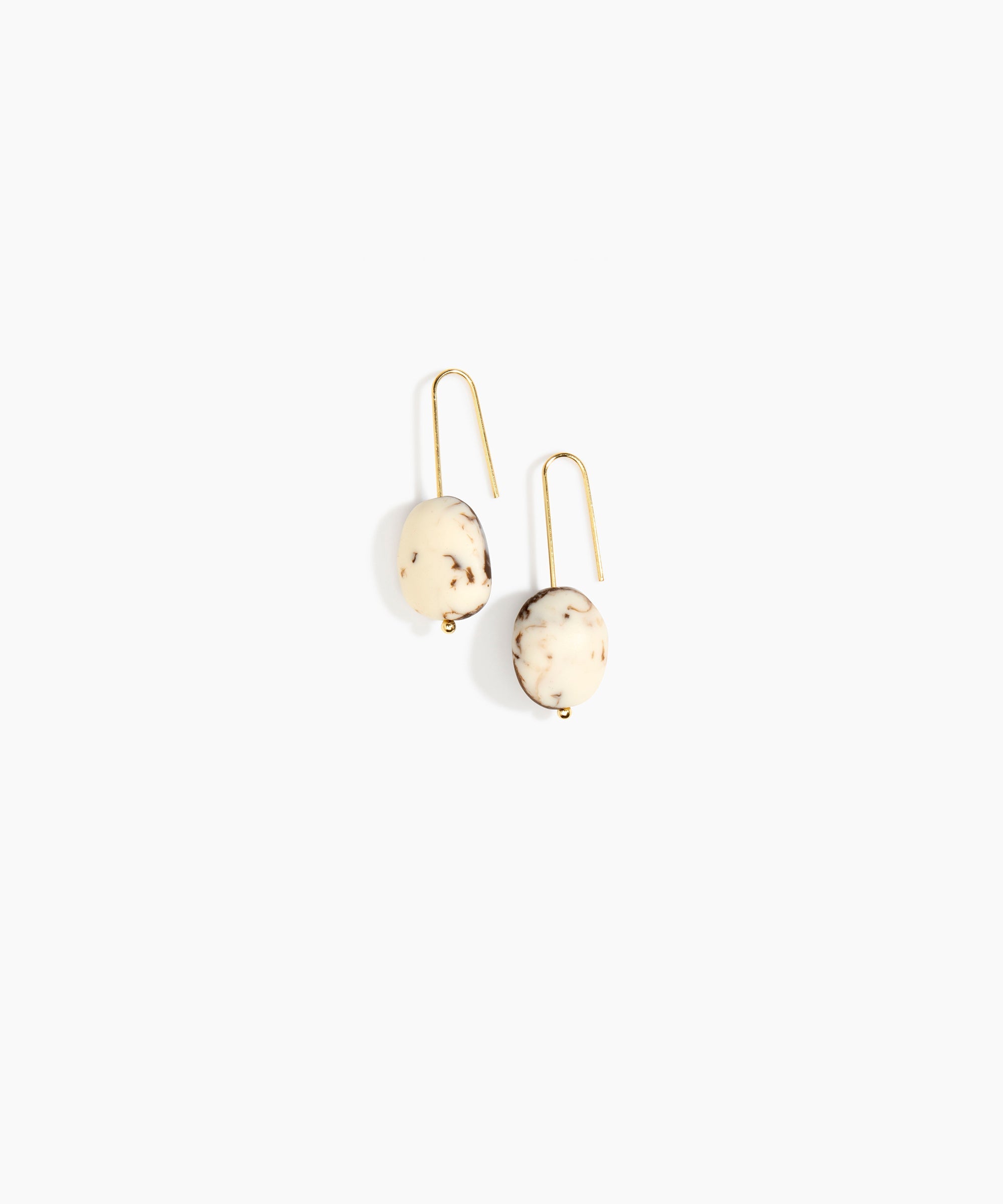 Dinosaur Designs Earth Wire Earrings in Cappuccino Colour resin with Gold-Filled Material