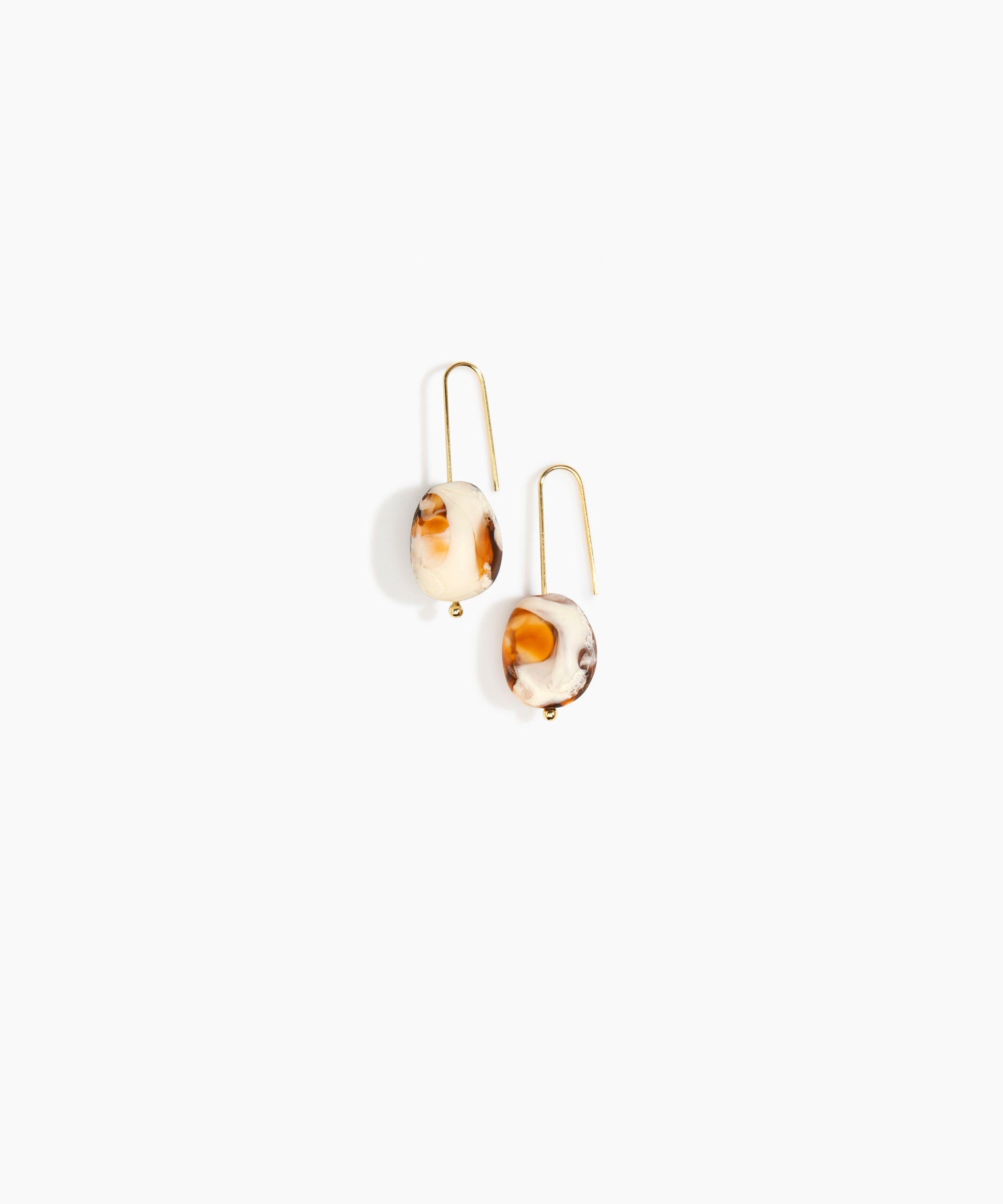 Dinosaur Designs Earth Wire Earrings in Light Horn Colour resin with Gold-Filled Material