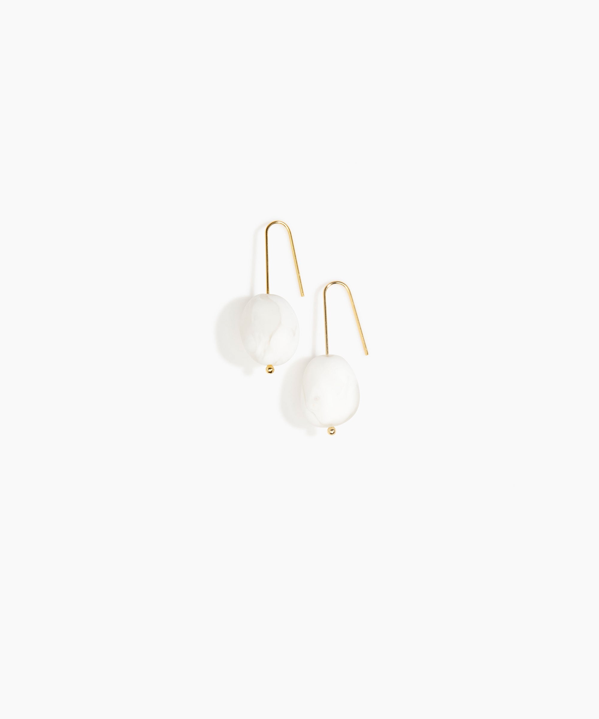 Dinosaur Designs Earth Wire Earrings in Snow Swirl Colour resin with Gold-Filled Material.