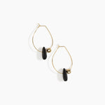 Dinosaur Designs Joie De Vivre Hoop Earrings in Black Colour resin with Gold-Filled Material