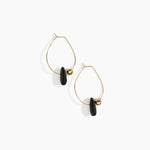 Dinosaur Designs Joie De Vivre Hoop Earrings in Black Colour resin with Gold-Filled Material..