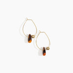 Dinosaur Designs Joie De Vivre Hoop Earrings in Dark Horn Colour resin with Gold-Filled Material