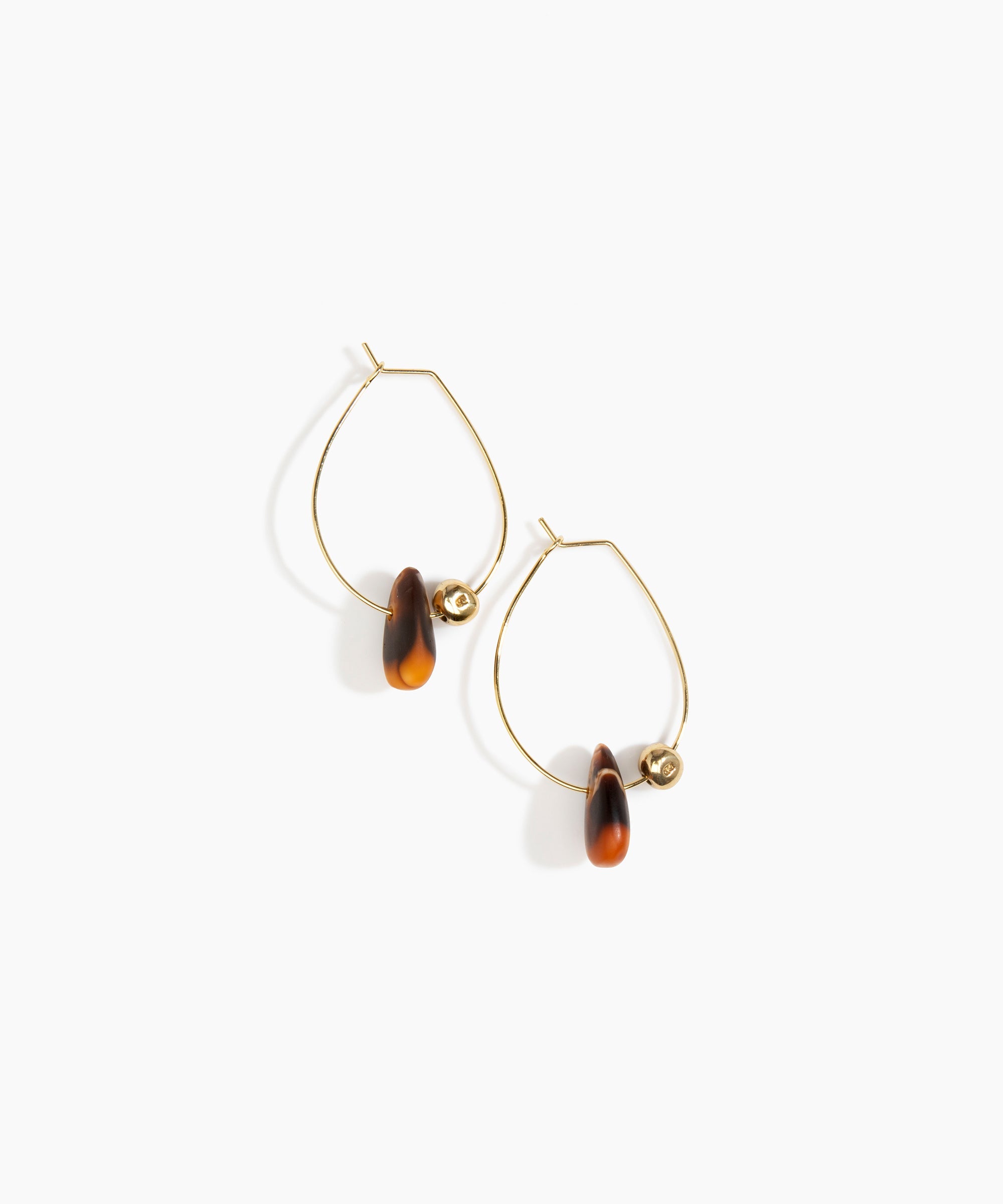 Dinosaur Designs Joie De Vivre Hoop Earrings in Dark Horn Colour resin with Gold-Filled Material..