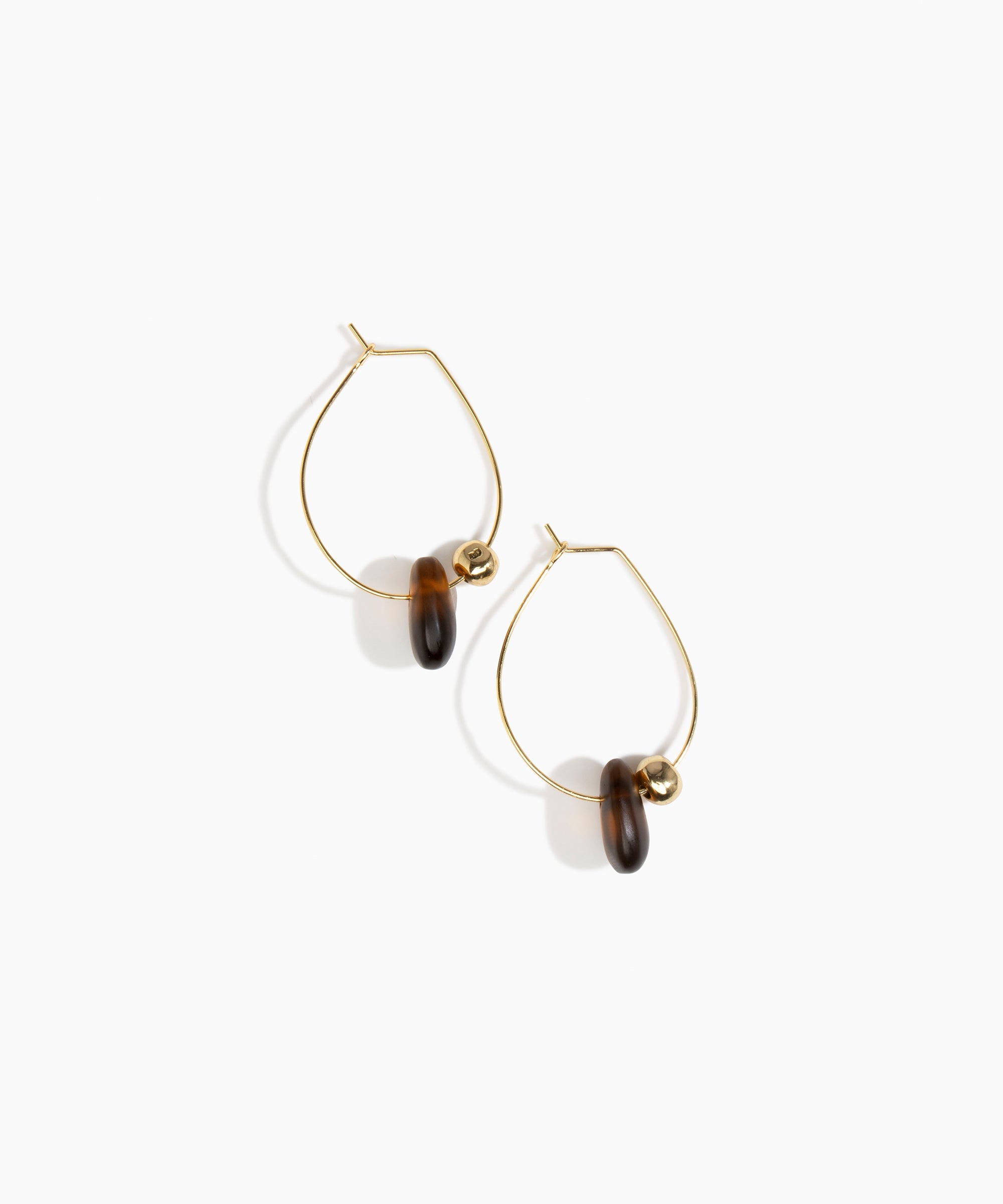 Dinosaur Designs Joie De Vivre Hoop Earrings in Tortoise Colour resin with Gold-Filled Material