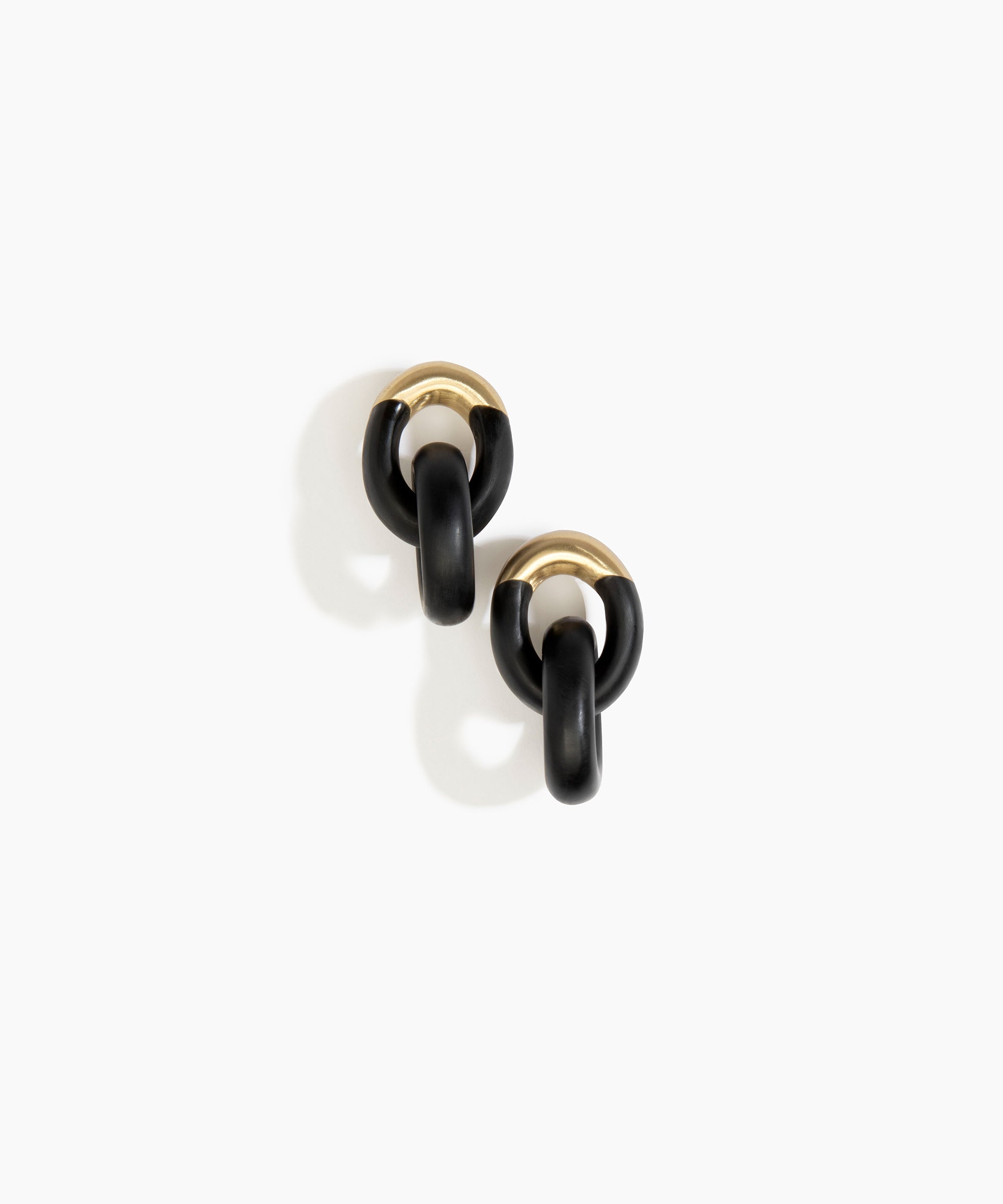 Dinosaur Designs Small Rock Chain Earrings in Black Colour resin with Brushed Nano-Coated Brass Material